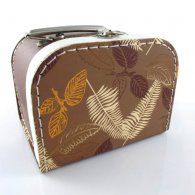 Brown Leaf Sewing Suitcase/ Lunchbox