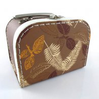 Brown Leaf Sewing Suitcase/ Lunchbox